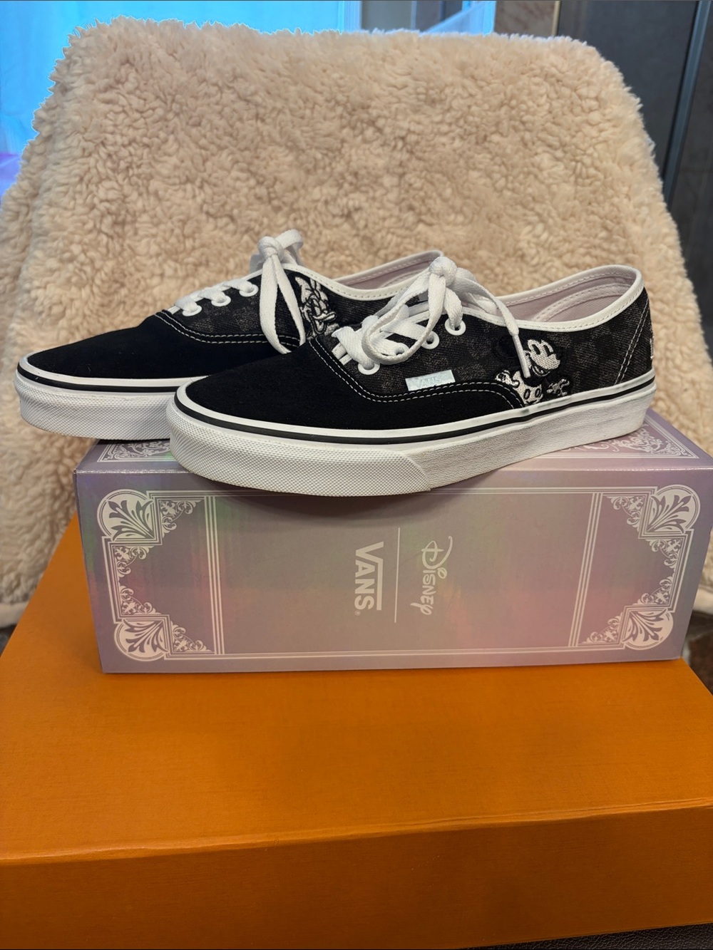 Vans Black and White Disney Canvas Low-Top Sneakers